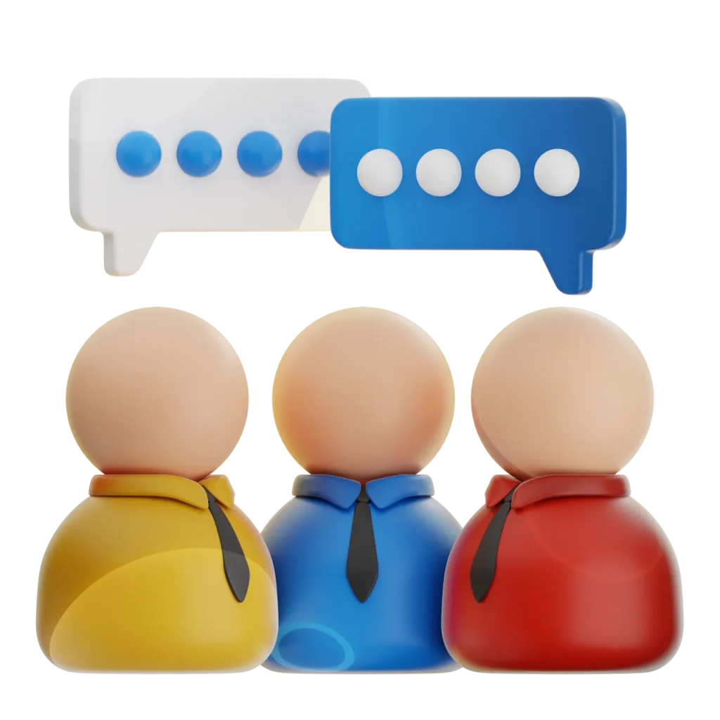 Cartoon men with speech bubble above heads