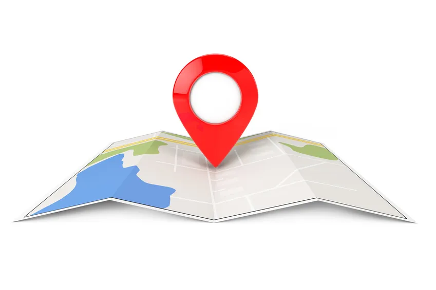 Paper map with pinpoint